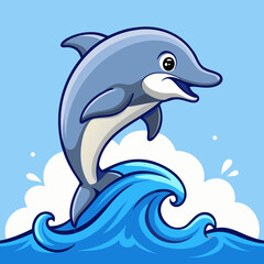 Fototapeta premium Fishing and Wildlife Vector: Leaping Fish in River Scene