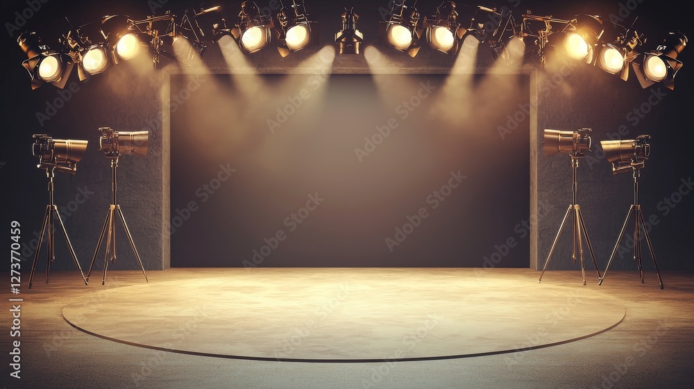 Poster intense, focused lighting effects in a stage setting serve to add depth and dimension to the backgro