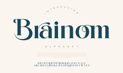 Brainom, Modern luxury beauty font alphabet logo. Typography beautiful minimal elegant classic letter serif fonts fashion wedding vintage retro logos. vector illustration
