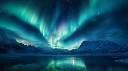 Naklejka premium Aurora Borealis Glowing in the Night Sky