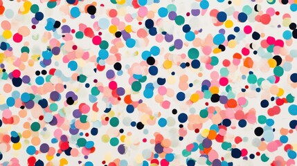 A vibrant abstract pattern of colorful dots on a light background.