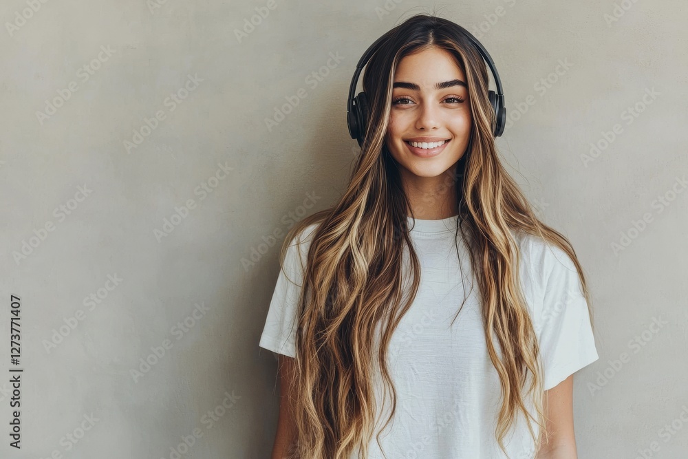 Poster a hotline operator with a modern headset is set against a light grey background, leaving space for t