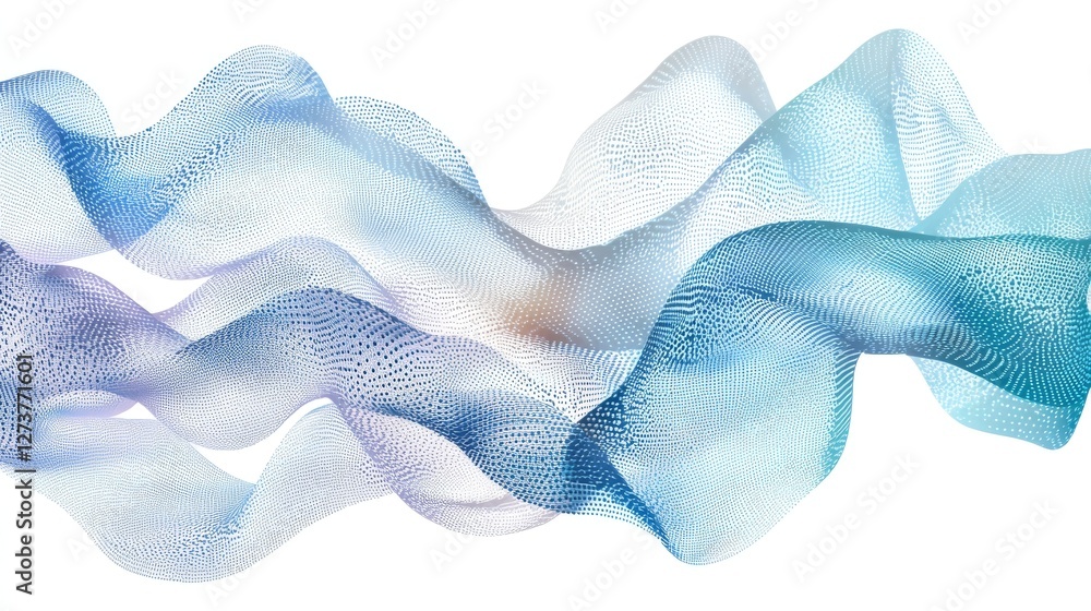 Poster the abstract halftone pattern, characterized by light blue dots and blue dots in circular shapes, is