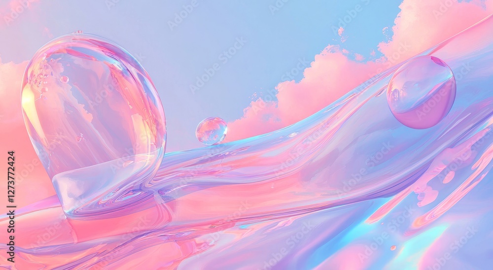 Poster trendy texture with a polarization effect and colorful neon holographic stains. abstract background 