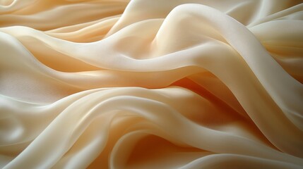 Obraz premium Soft flowing silk fabric with gentle folds and warm lighting, creating a luxurious and elegant background texture.