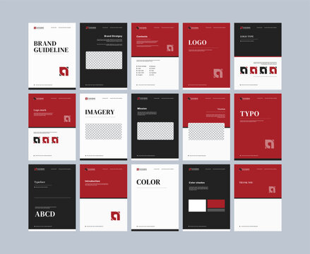 A4 Brand guidelines design template. A4 Creative Brand identity design template. Logo and Brand strategy guide manual presentation Complete A4 Layout. A4 Logo guideline book.