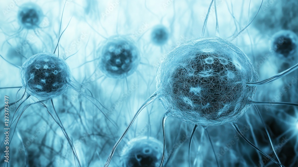 Poster microscopic view of cellular structures and networks