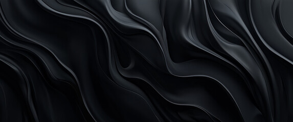 Abstract Black Fluid Waves Background