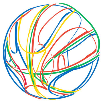 recommend clip art: Line drawing basketball art colorful sphere vector