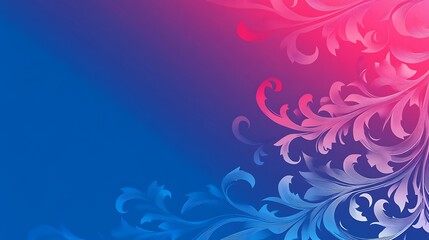 Abstract Floral Design in Blue and Pink Hues