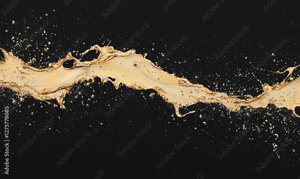 Poster a luxurious and abstract visual is created by a dramatic swirl of liquid gold that splashes and flow