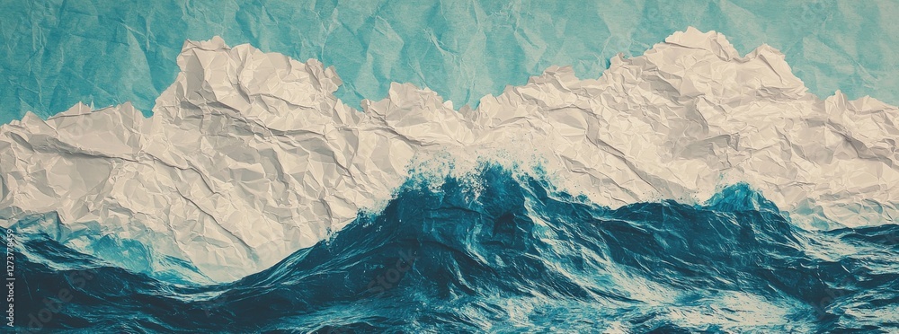 Poster a light blue foil texture with crumpled appearance, featuring a smooth metallic surface and soft ref