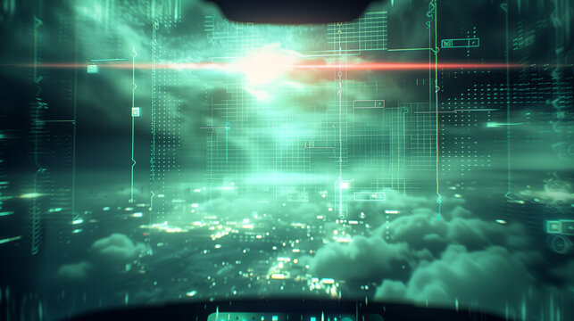 Spaceship HUD, Holographic Data Readout, AI Generated