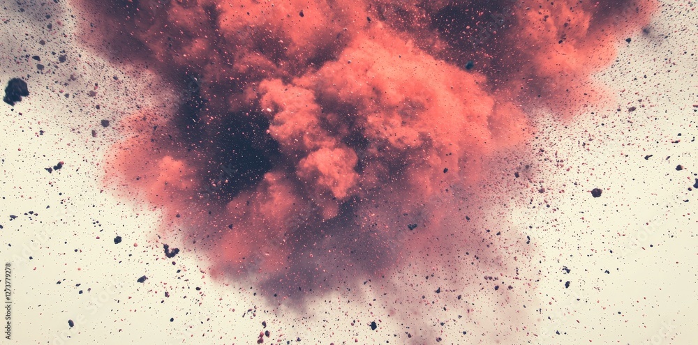 Poster a captivating multicolored powder explosion is set against a white background, resulting in a vibran