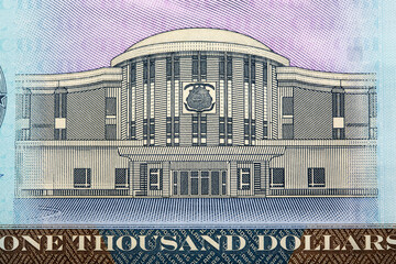 Capitol building in Monrovia from Liberian money