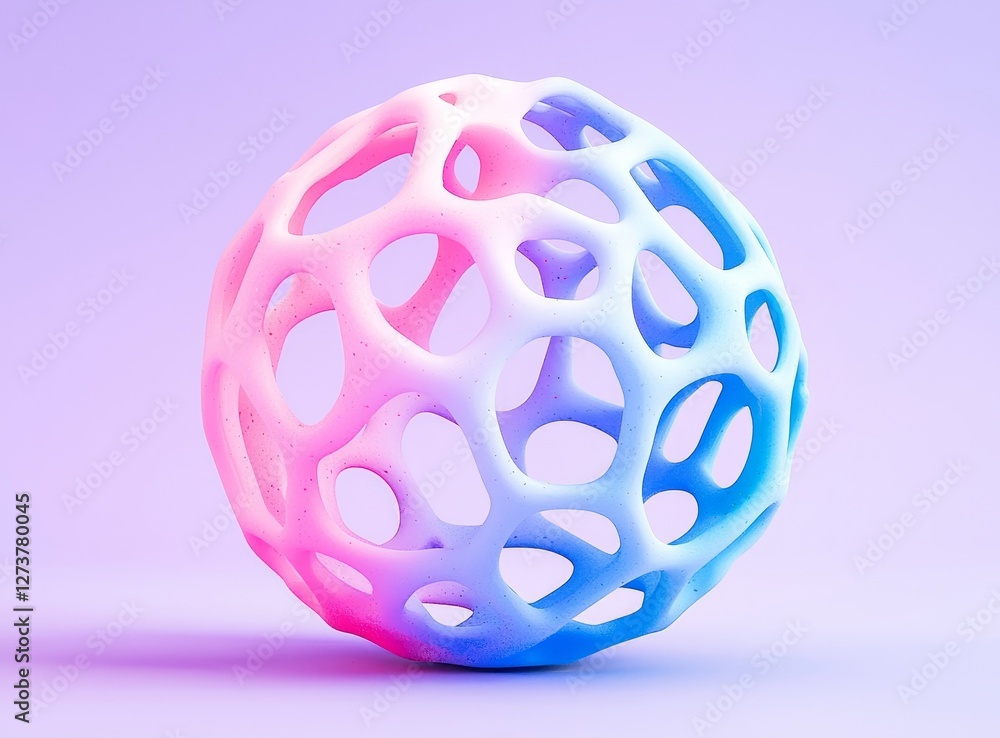 Poster an abstract holographic sphere, with a round metal design and a gradient pearlescent finish, functio