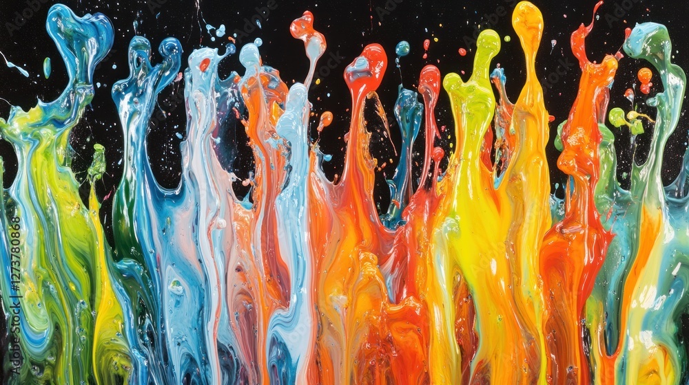 Poster abstract colorful paint splashes exploding