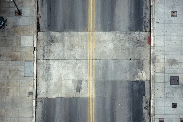 Symmetrical weathered concrete sidewalk pattern. AI generated
