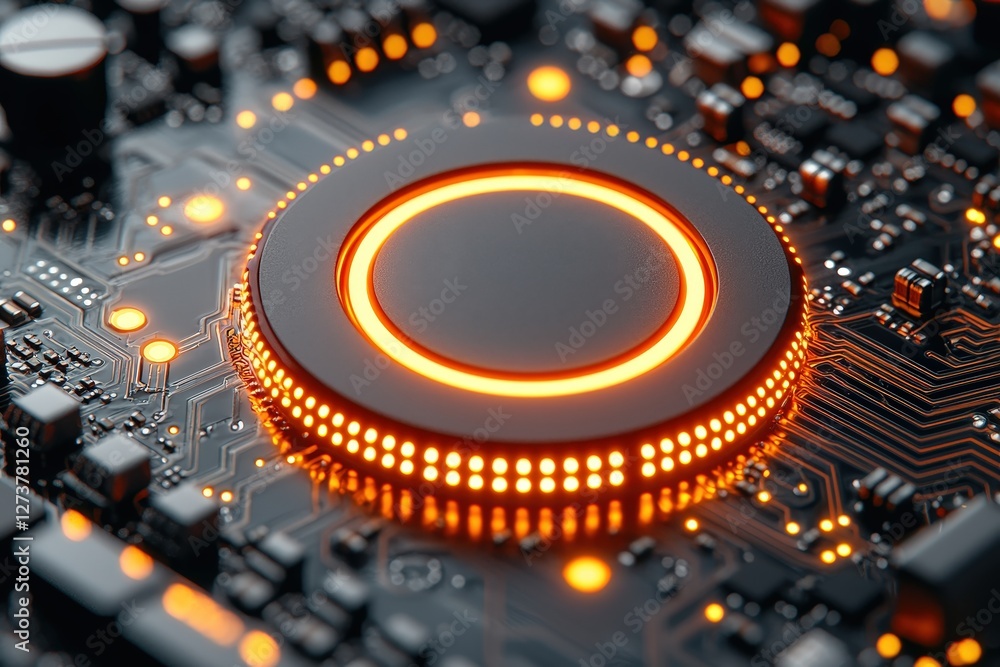 Aufkleber detailed closeup image of a computer chip showcasing complex circuitry and connections