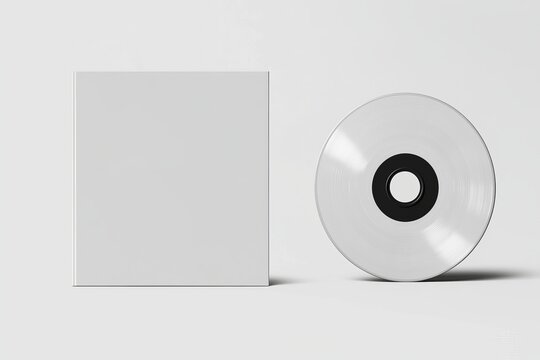CD disc and carton packaging cover template mock up, featuring a digipak case of cardboard CD drive with a white blank space for branding design or text, isolated on a white background in high