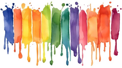 Fototapeta premium Vibrant watercolor rainbow splash with smoothly transitioning colors creating a dynamic and joyful composition on a white background This abstract and expressive digital evokes a sense of energy