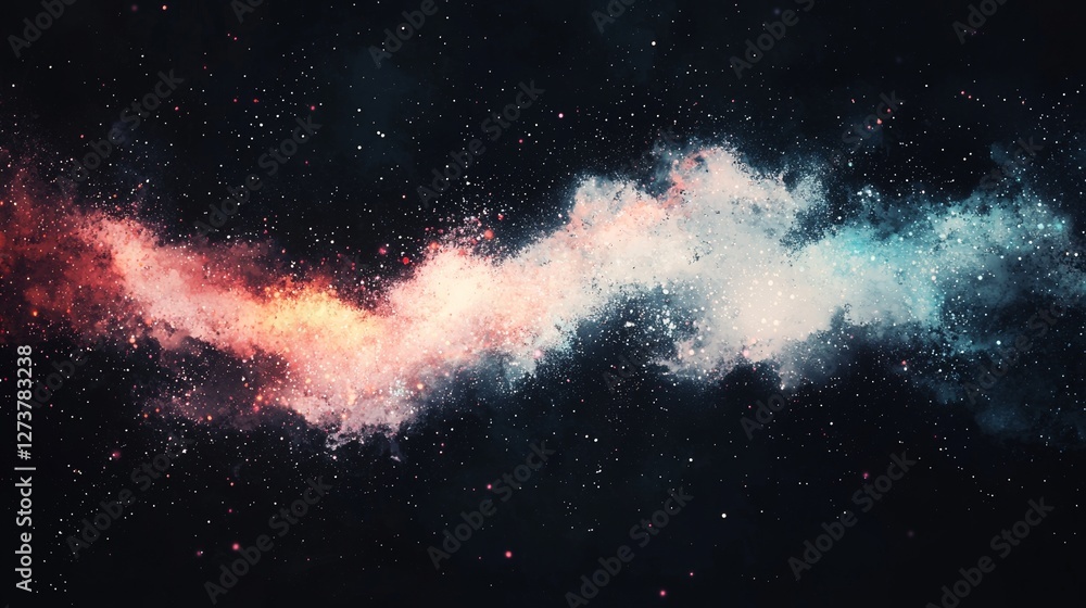 Poster vibrant digital art depicting the abstract universe features spectacular light waves and cosmic spar