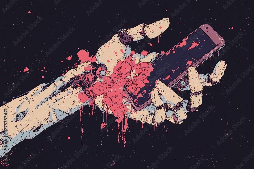 Poster futuristic design of a robotic hand with complex technology and circuitry