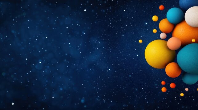 [Virtual gatherings seminars online virtual] Cosmic explosion of colorful spheres against starry night sky background art