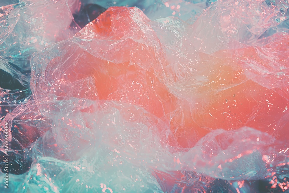 Poster iridescent fabric with a colorful sheen produces a hypnotic visual effect when illuminated by soft l