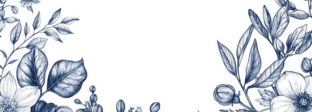 Discover a luxurious botanical scenario filled with trendy wildflowers and minimalist blossoms, ideal for wall decoration or weddings. Hand-drawn line herbs and elegant leaves enhance invitation