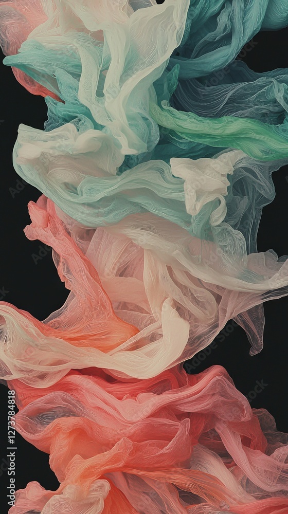 Poster against a solid black background, dynamic visual effects are created by abstract flowing lines of co