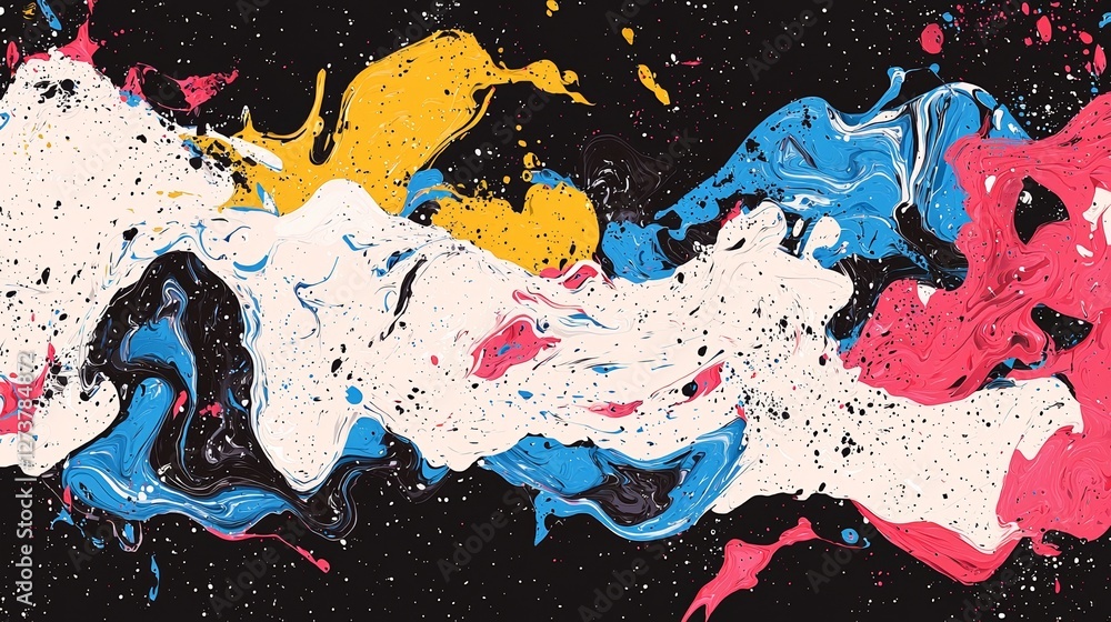 Poster dynamic visual experience created by fluid shapes and vibrant colors in an abstract pattern