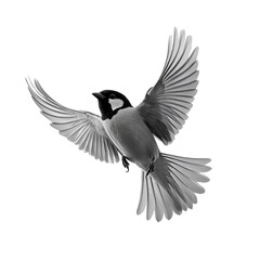Fototapeta premium A bird with black and white feathers flying in the air