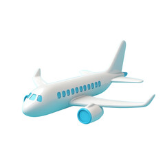 Fototapeta premium A white airplane with blue accents