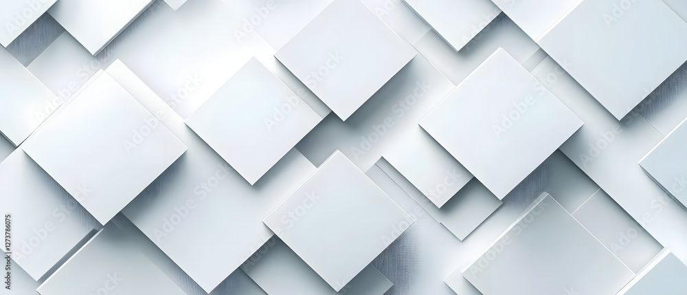 Poster abstract arrangement of white square shapes creating a modern and clean background design