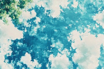 Abstract geometric shapes in green and blue hues create a unique background illustration