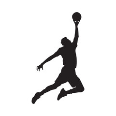 Dynamic Basketball Dunk Vector - Athlete Silhouette Clipart