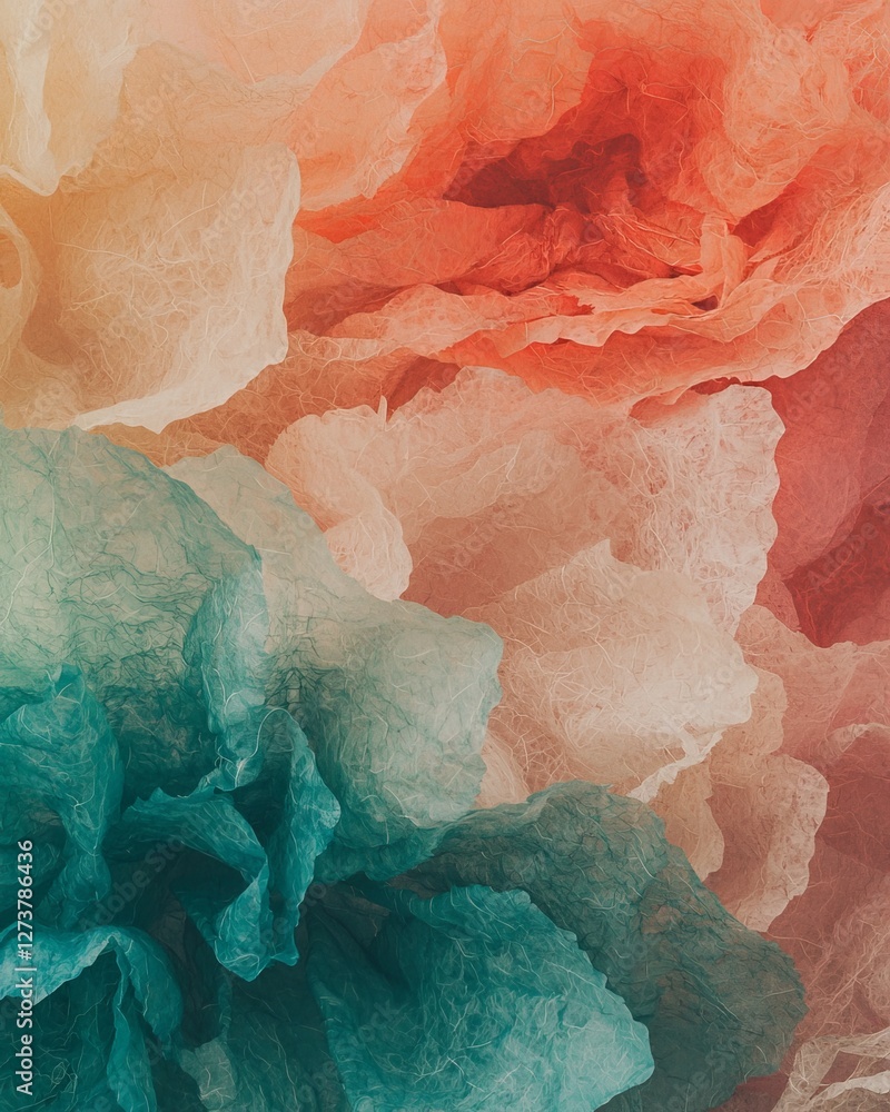 Poster a complex visual effect is created by an abstract pattern of light with vibrant red and blue streaks