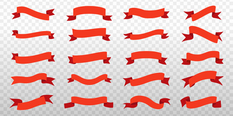 Obraz premium Red ribbon banner collection, vector element set