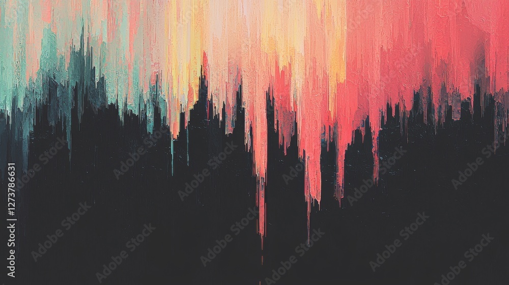 Poster vibrant and dynamic visuals are achieved through the combination of digital texture and edgy lines i