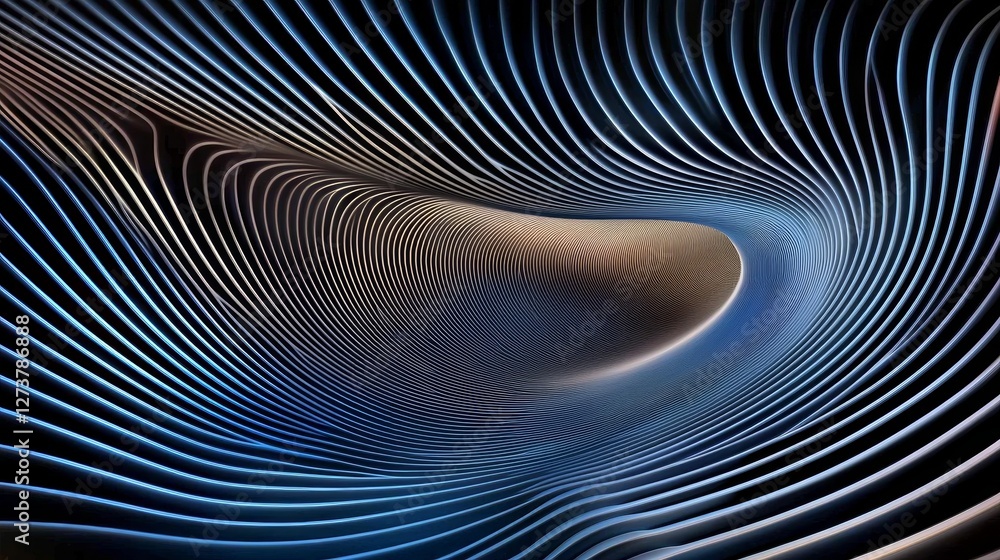Poster vertically extending colorful lines and coils technology space background