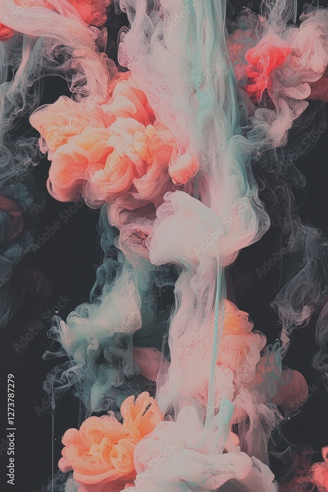 Poster abstract waves composed of colorful flowing fabric create a visually striking impression