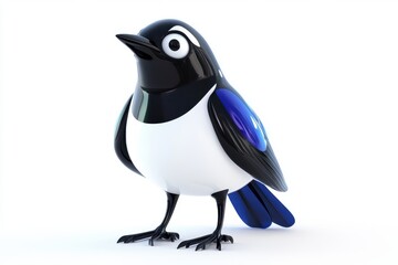 Obraz premium 3D Magpie Isolated and White Background