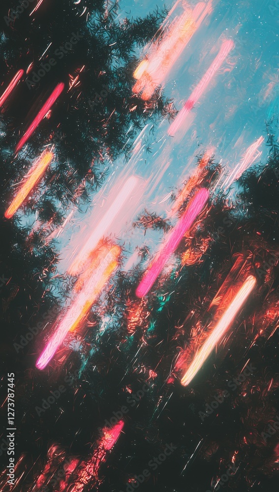 Poster glowing light effects from the future are used in an abstract rendering of blue lines