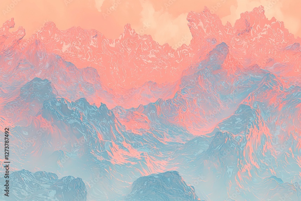 Poster an abstract design is characterized by flowing shapes that are illuminated by warm light set against