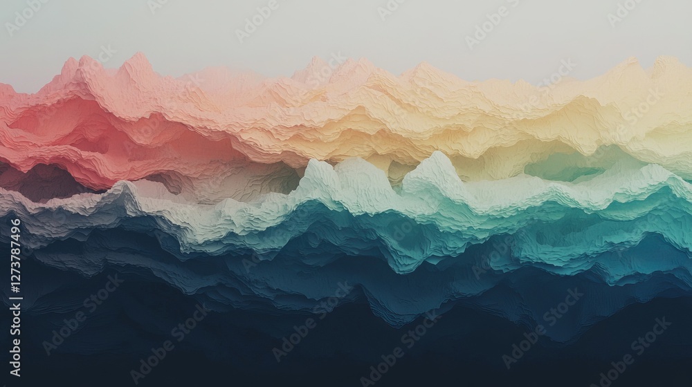 Poster abstract waves that glow with radiant edges create a mesmerizing visual experience, with the interpl
