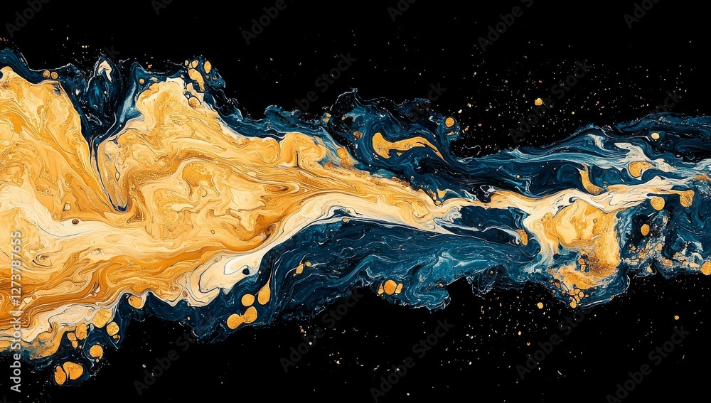Poster a dynamic visual flow is created by seamlessly blending swirling patterns of gold, brown, and grey h