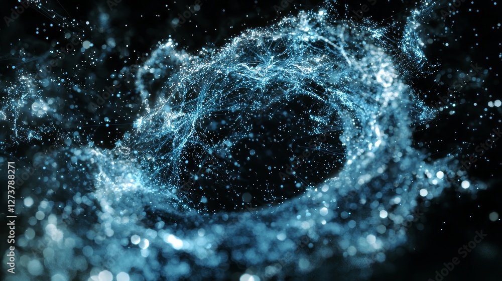 Poster the abstract concept of digital technology, coupled with online cybersecurity data protection, is vi