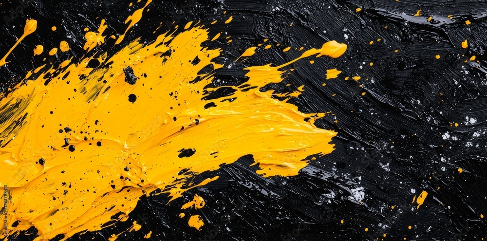 Poster vibrant black and yellow strokes dynamically interact in an abstract display, evoking a potent visua