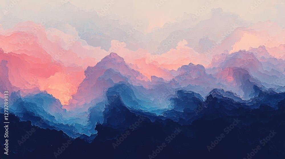 Poster digital art can be enhanced with abstract flowing fabric that has an orange glow set against a blue 